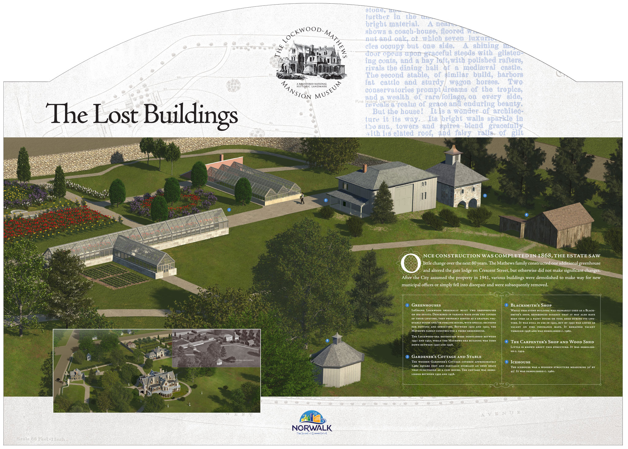 Lost Buildings interpretive panel